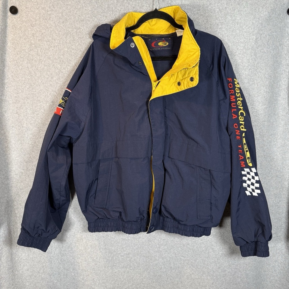 Vintage 90s Formula One Team Jacket Size XL Navy Blue Nylon Mastercard Racing‎
